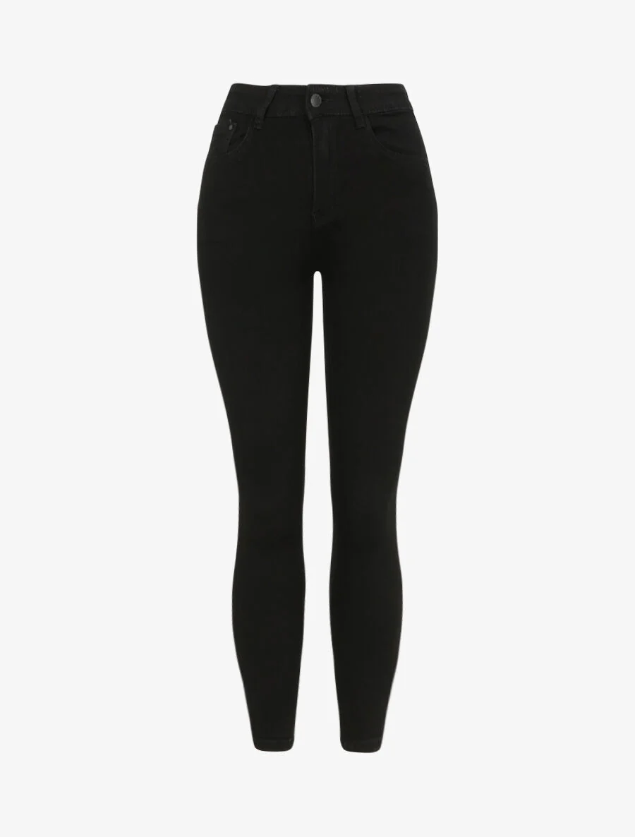 Skinny push up jeans effen - Zwart