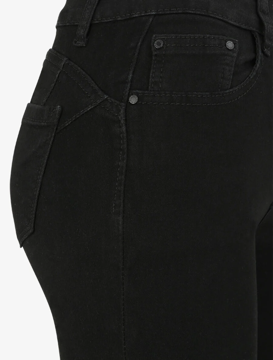 Skinny push up jeans effen - Zwart - Image 3