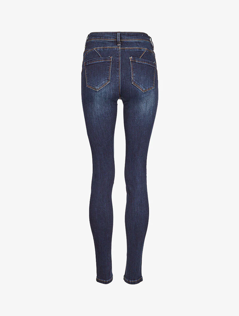 Jean skinny verbleekt met gestileerde naden - Donker denim - Image 4