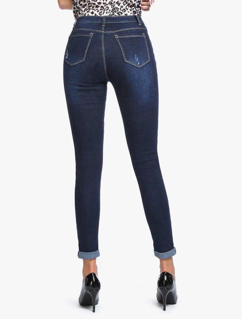Basis skinny jeans met merk - blauw denim - Image 2