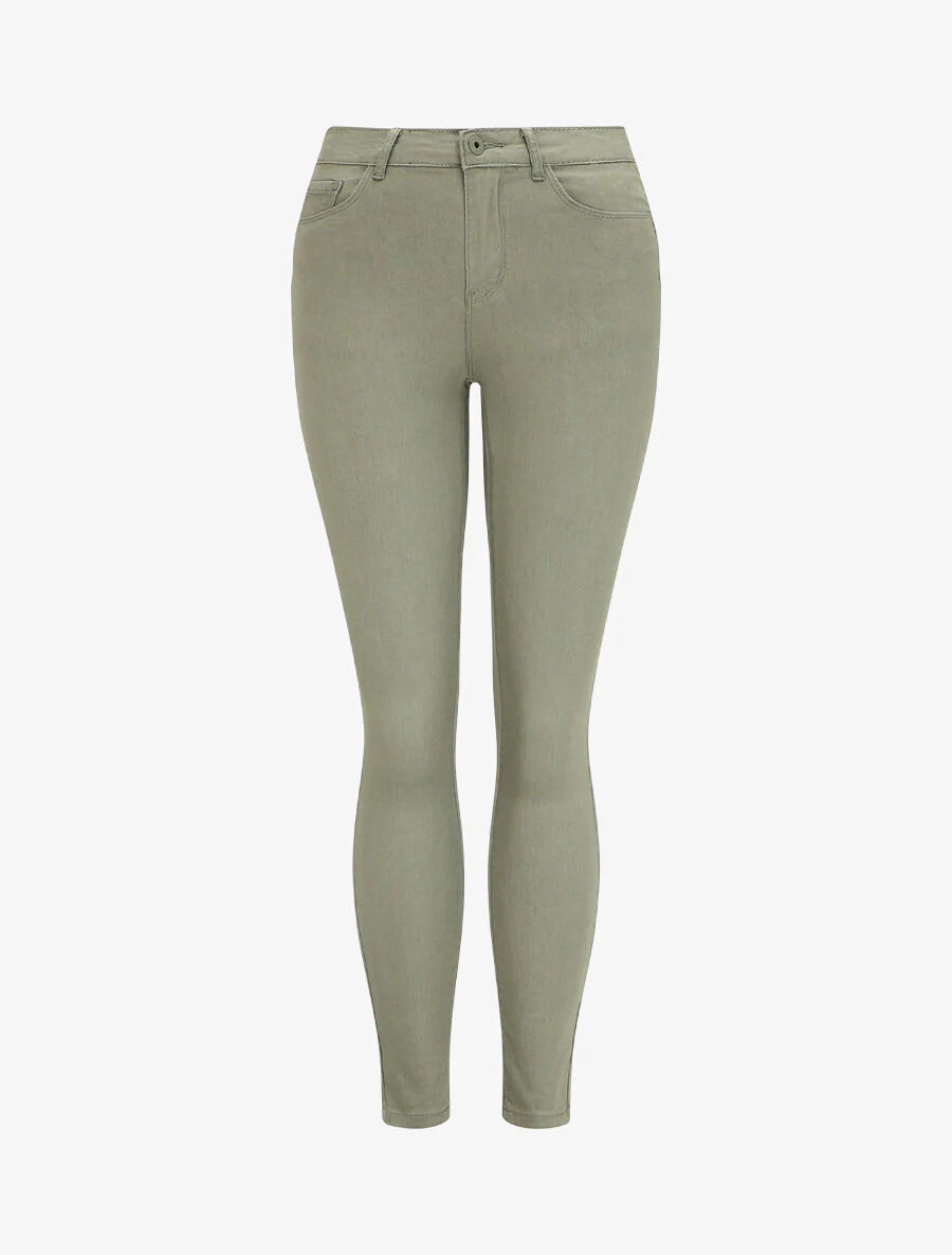 Jean slim eenkleurig push up - Kakigroen