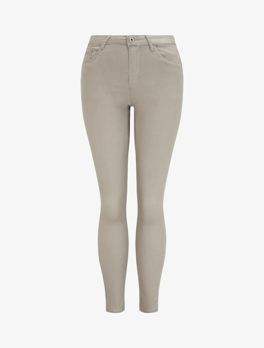 Jean slim eenkleurig push up - taupe