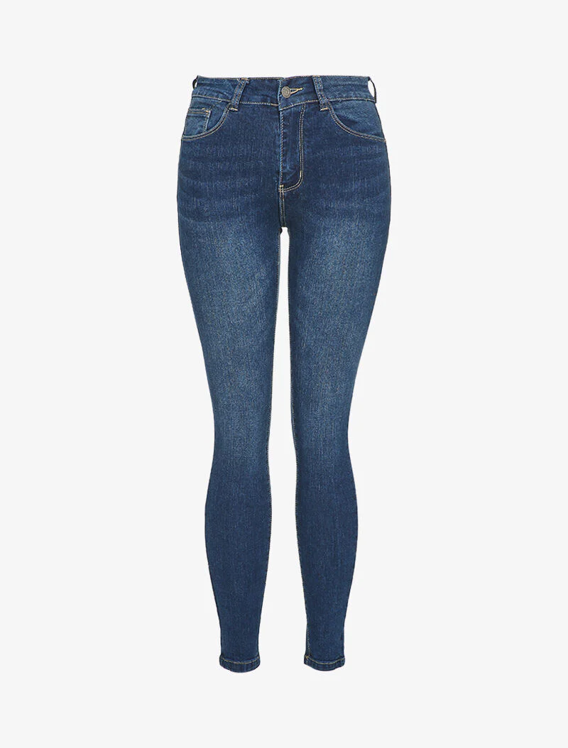 Slim jeans met wassing - Blauw