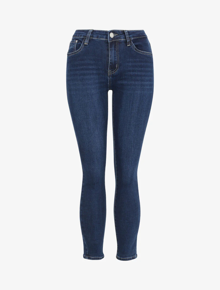 Jean slim hoge taille klassiek - Donkerblauw
