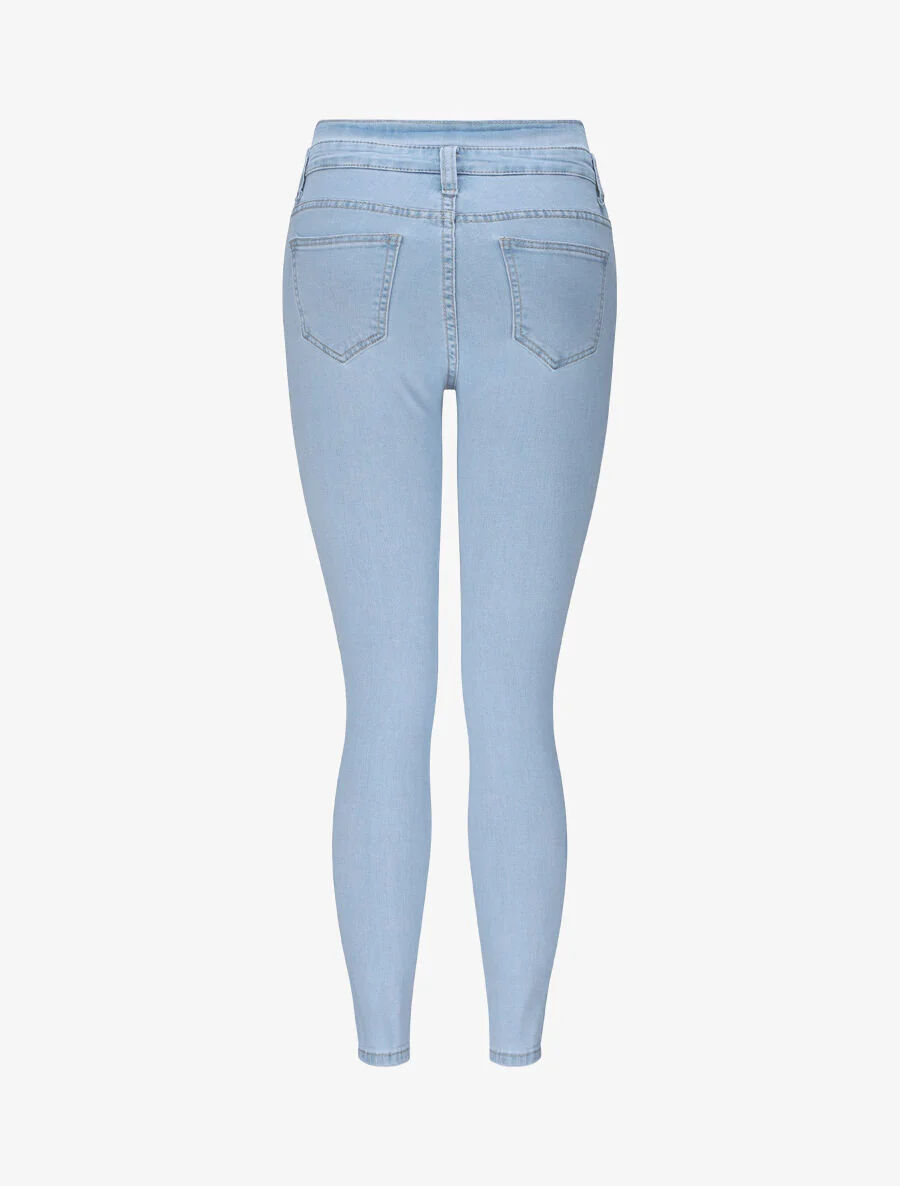 Hoge taille slim jeans met knopen - Lichtblauw - Image 2