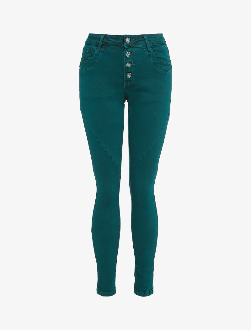 Skinny jeans met schuine naden - Eendblauw
