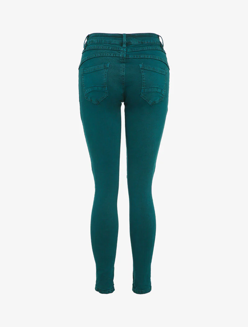 Skinny jeans met schuine naden - Eendblauw - Image 2