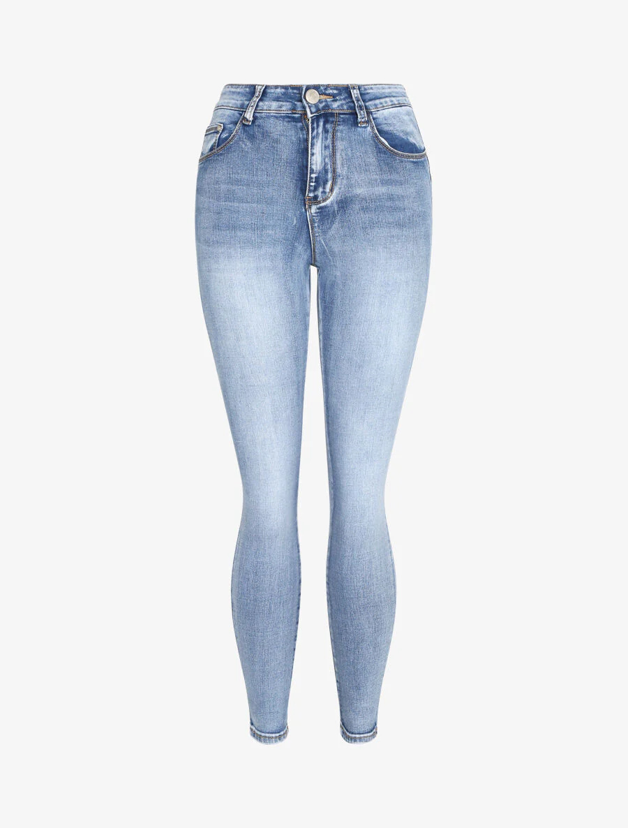 Slim fit push up jeans gewassen - Blauw
