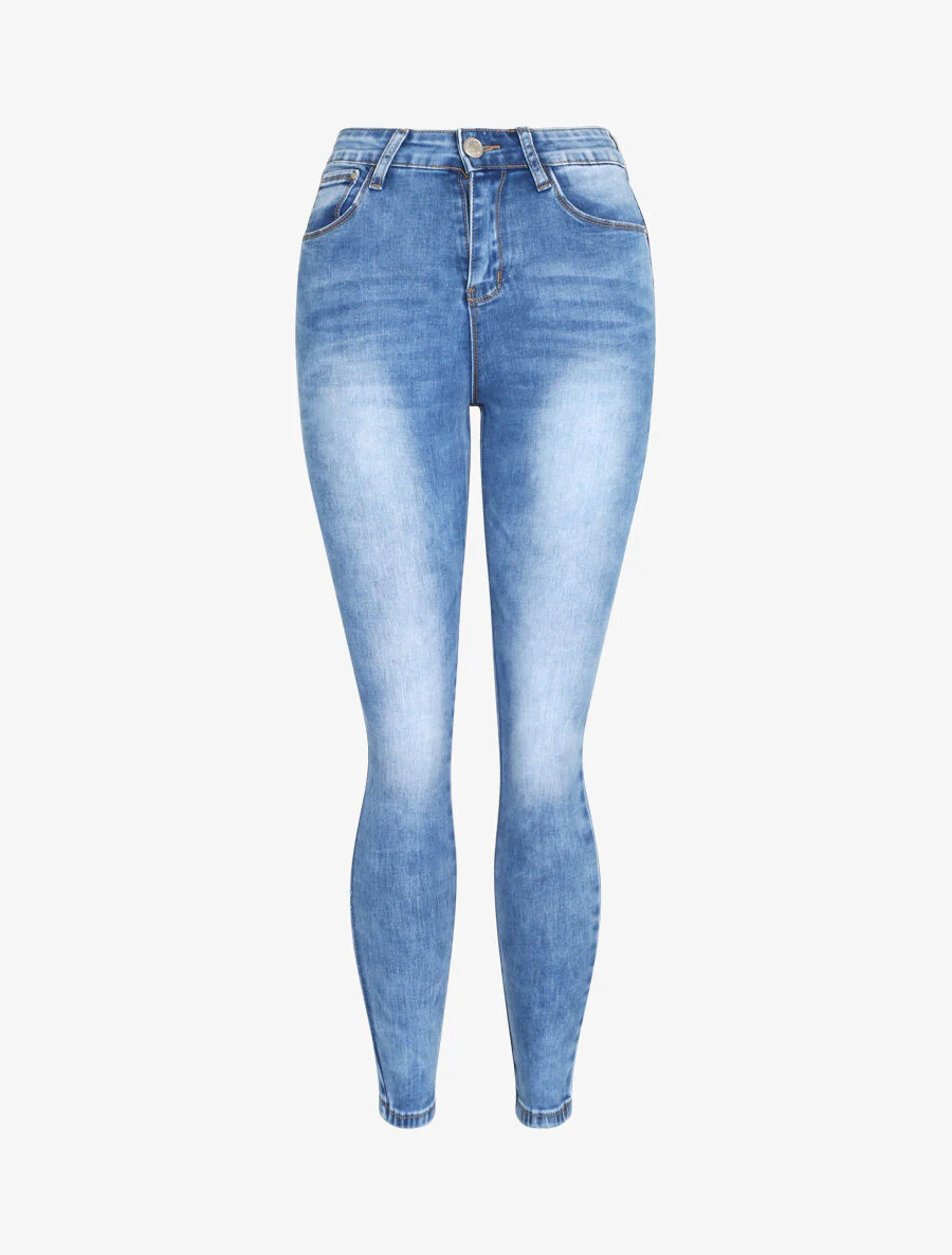 Jean slim push up vervaagd - Blauw denim
