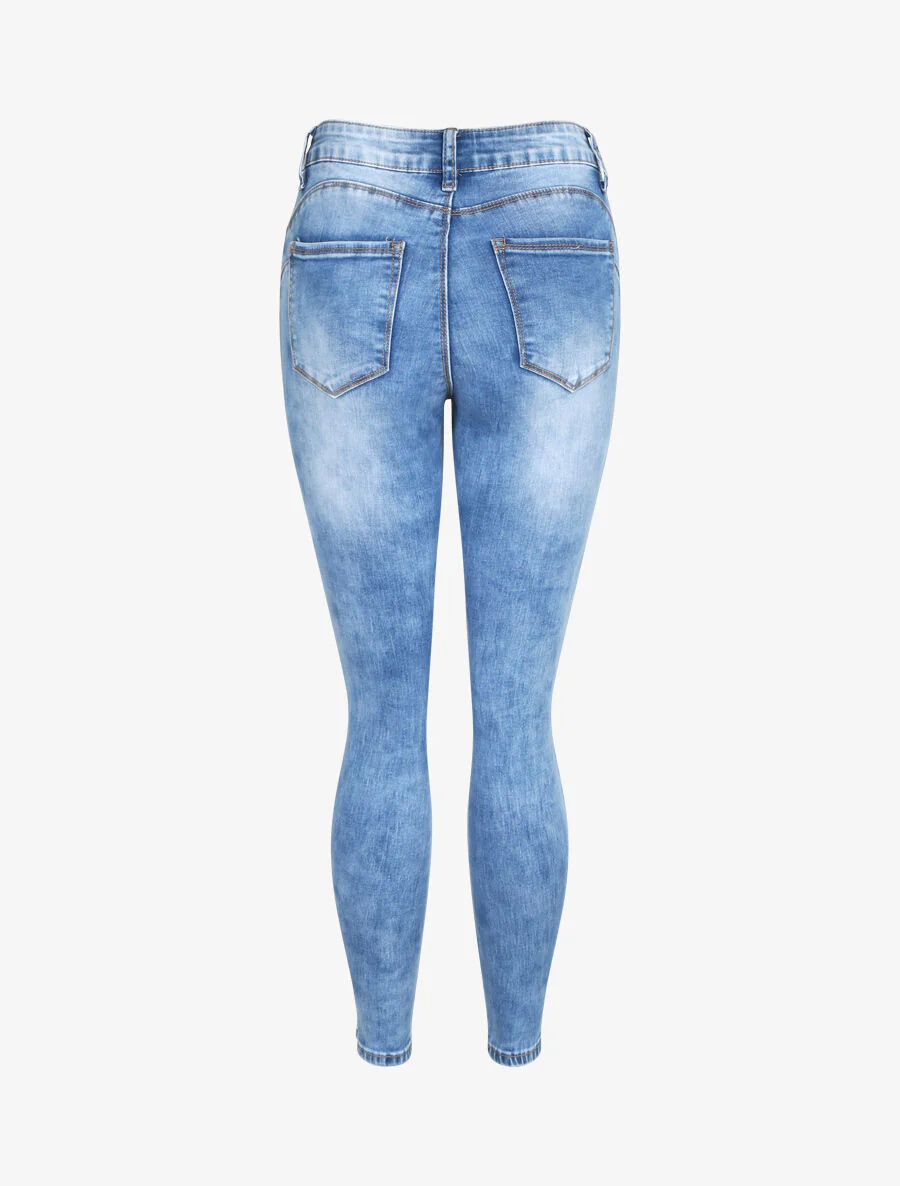 Jean slim push up vervaagd - Blauw denim - Image 2