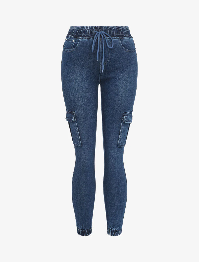 Jean slim cargo stijl - Blauw denim