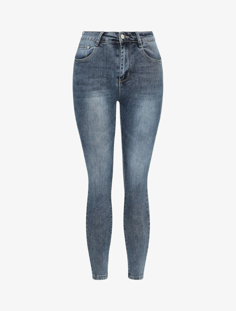 Slim fit stretch jeans en gewassen - Blauw