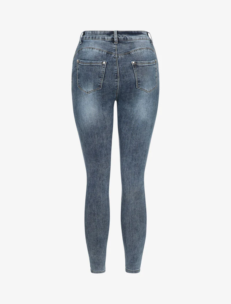 Slim fit stretch jeans en gewassen - Blauw - Image 2