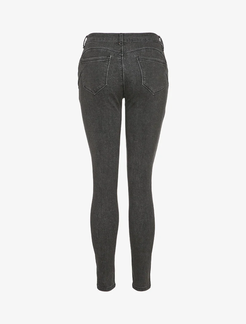 Slim fit stretch jeans met standaard taille - Donkergrijs - Image 2