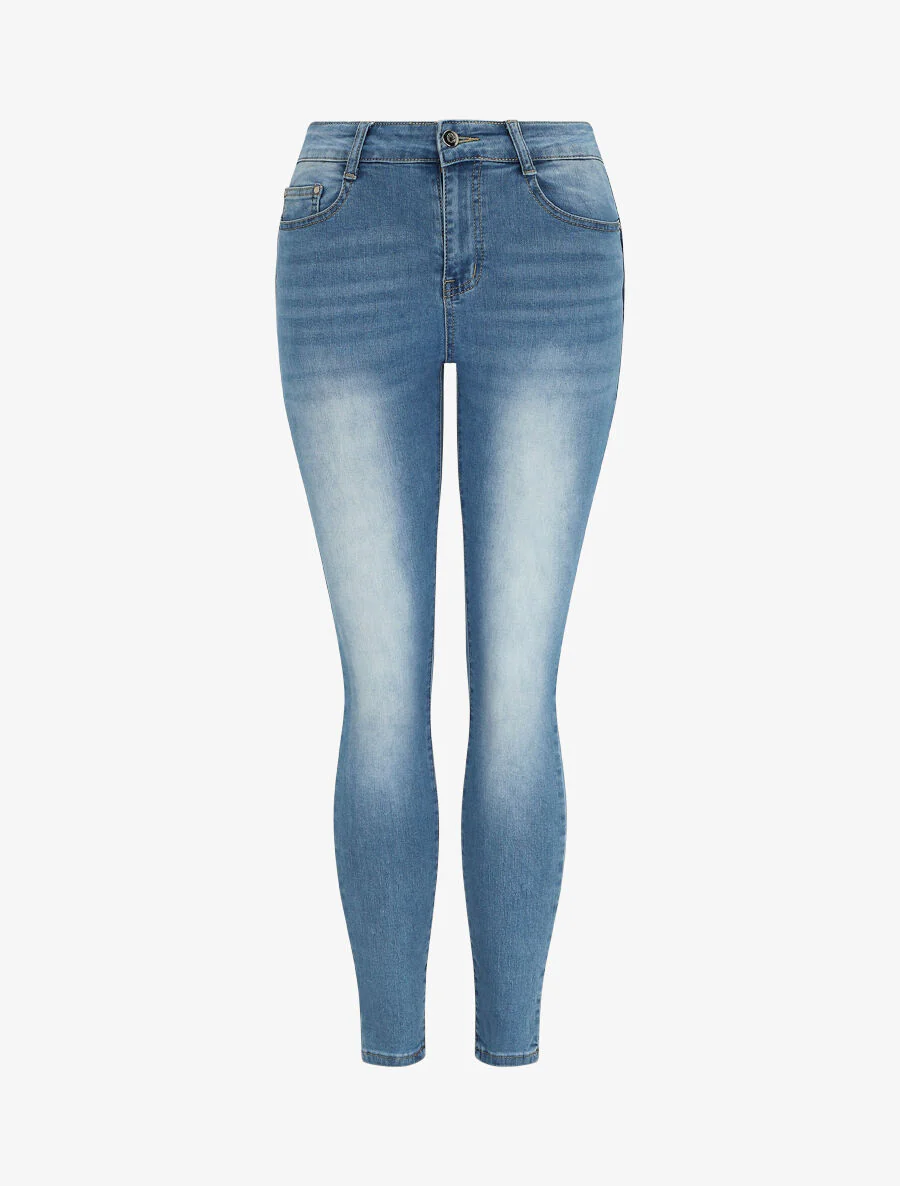 Jean slim verbleekt push up - Blauw denim