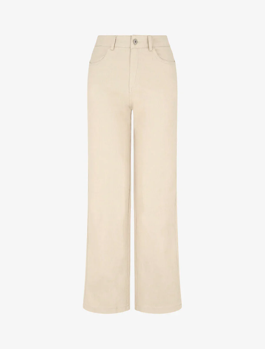Jean stretch met hoge taille - Beige