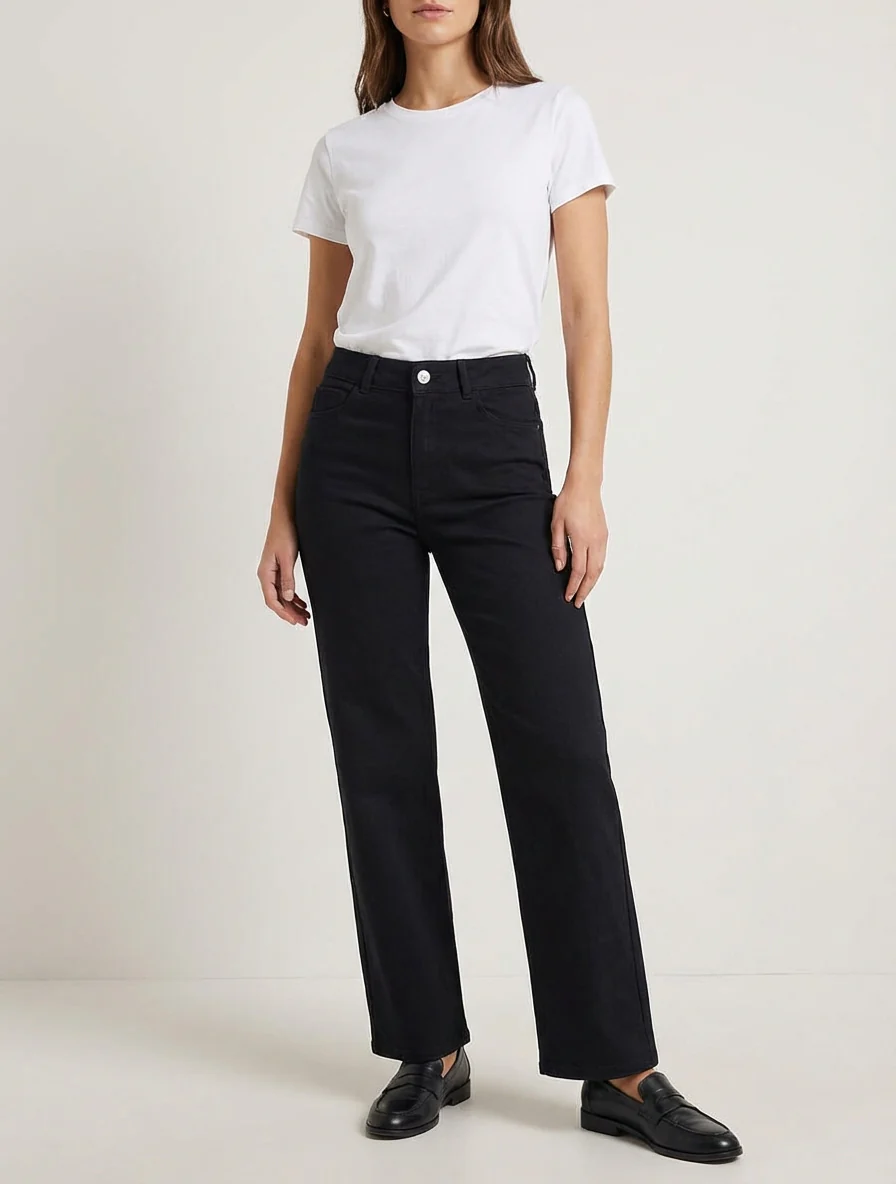 Jean stretch met hoge taille - Zwart - Image 4