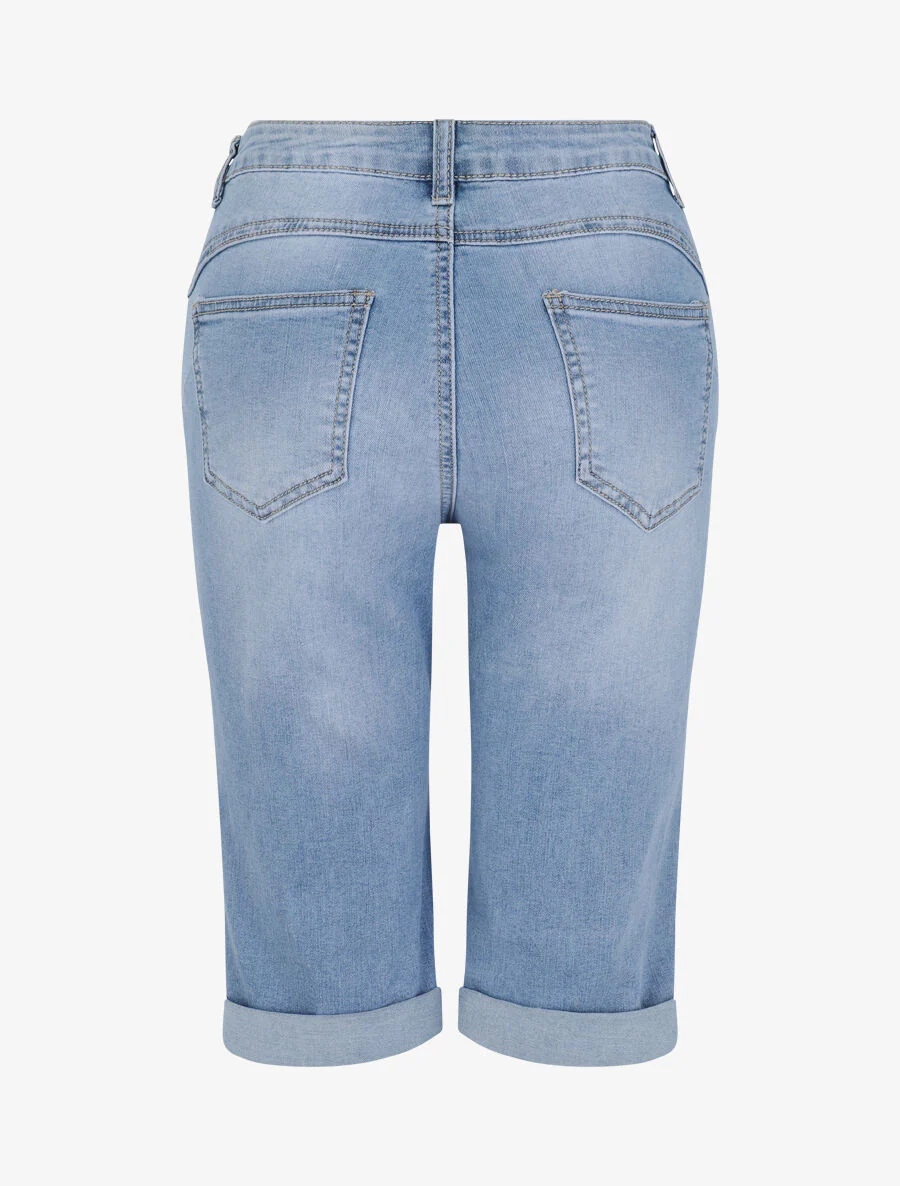 Jeans Bermuda met omgeslagen zoom - Lichtblauw - Image 2