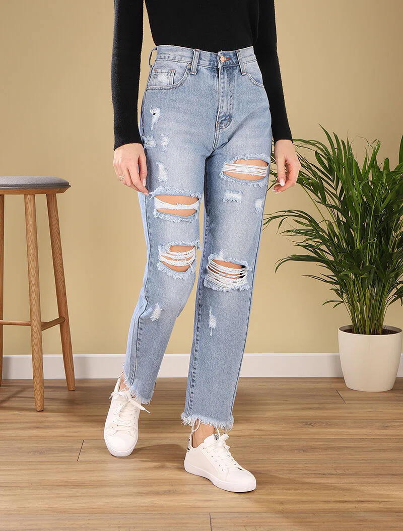 Jean boyfriend destroy - licht denim