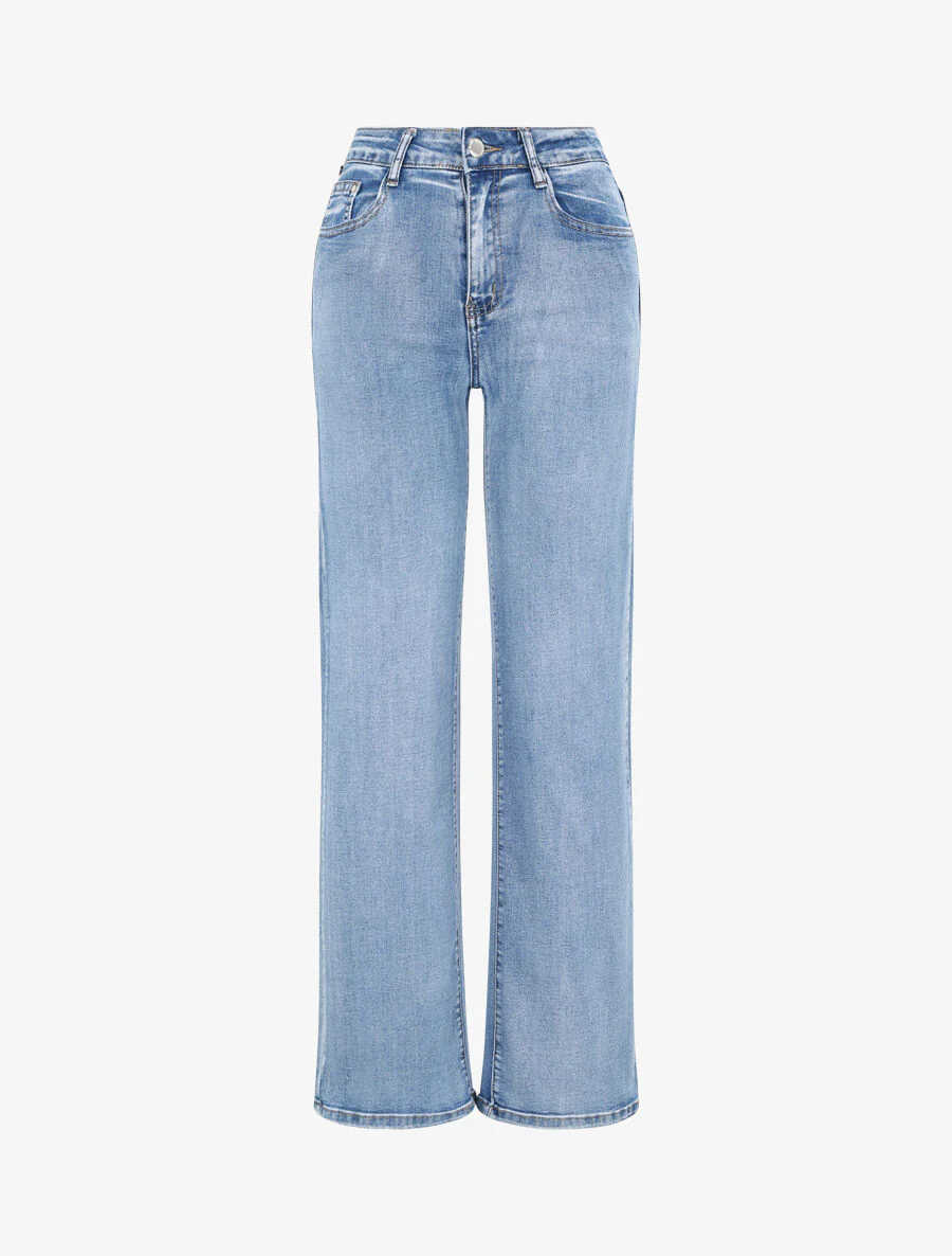 Jean wijd recht hoog taille - Blauw denim