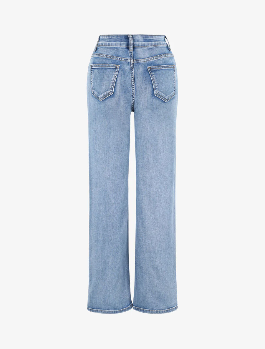 Jean wijd recht hoog taille - Blauw denim - Image 2