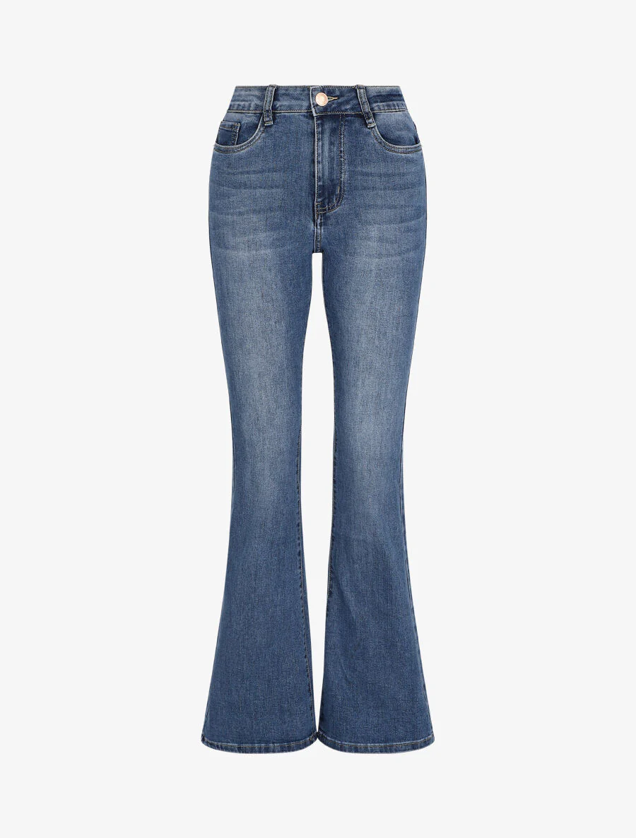 Jean met een flare fit en standaard taille - Blauw denim