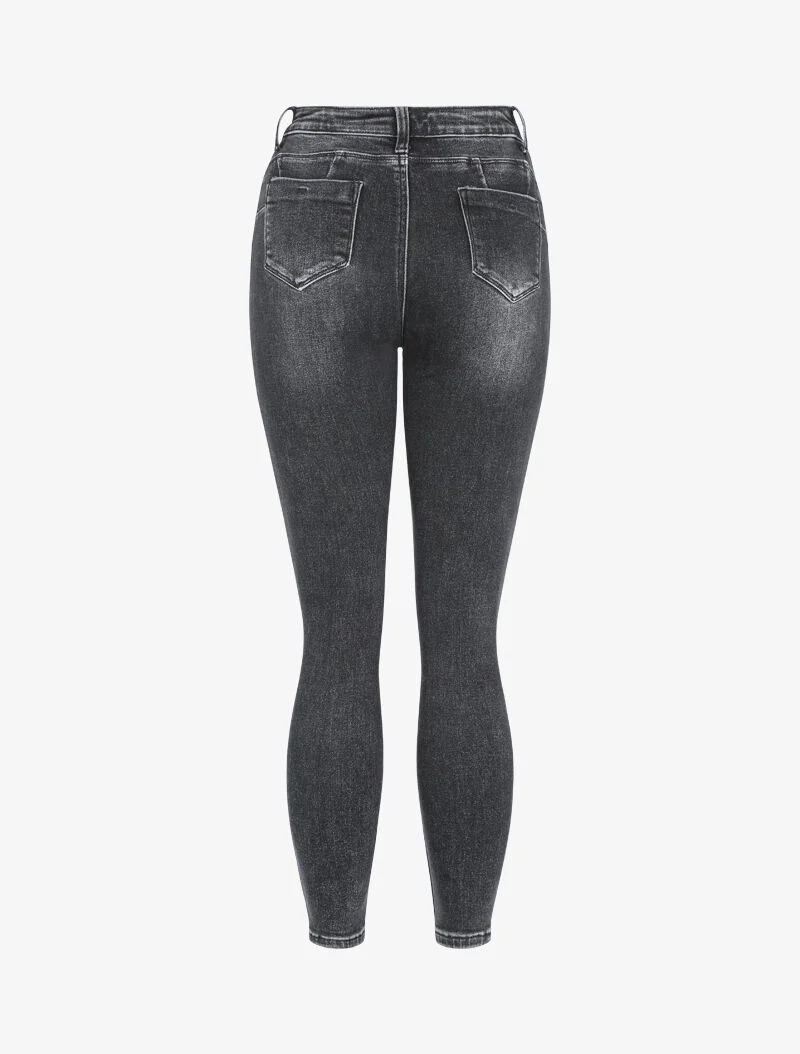 Jean met hoge taille push-up gebruikt - antraciet - Image 2