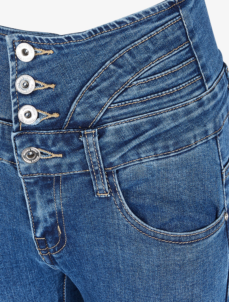Jean taille empire en gestileerd - Denim blauw - Image 5
