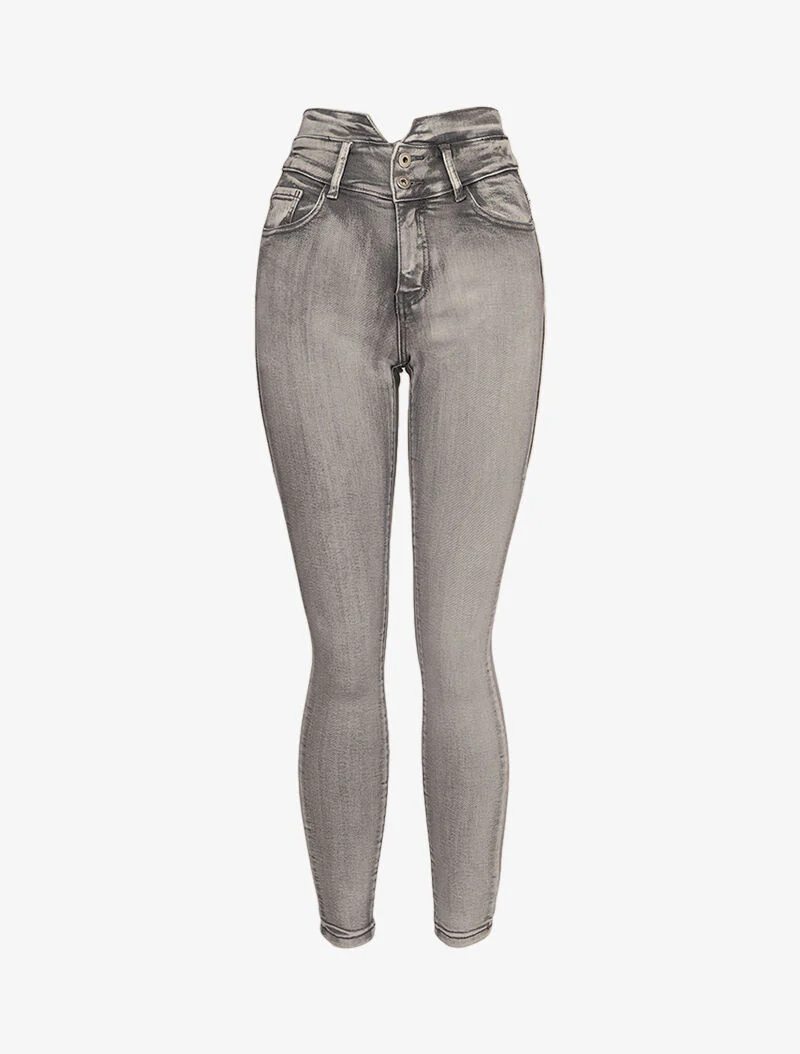 Jean taille empire gespleten en 2 knopen - Lichtgrijs