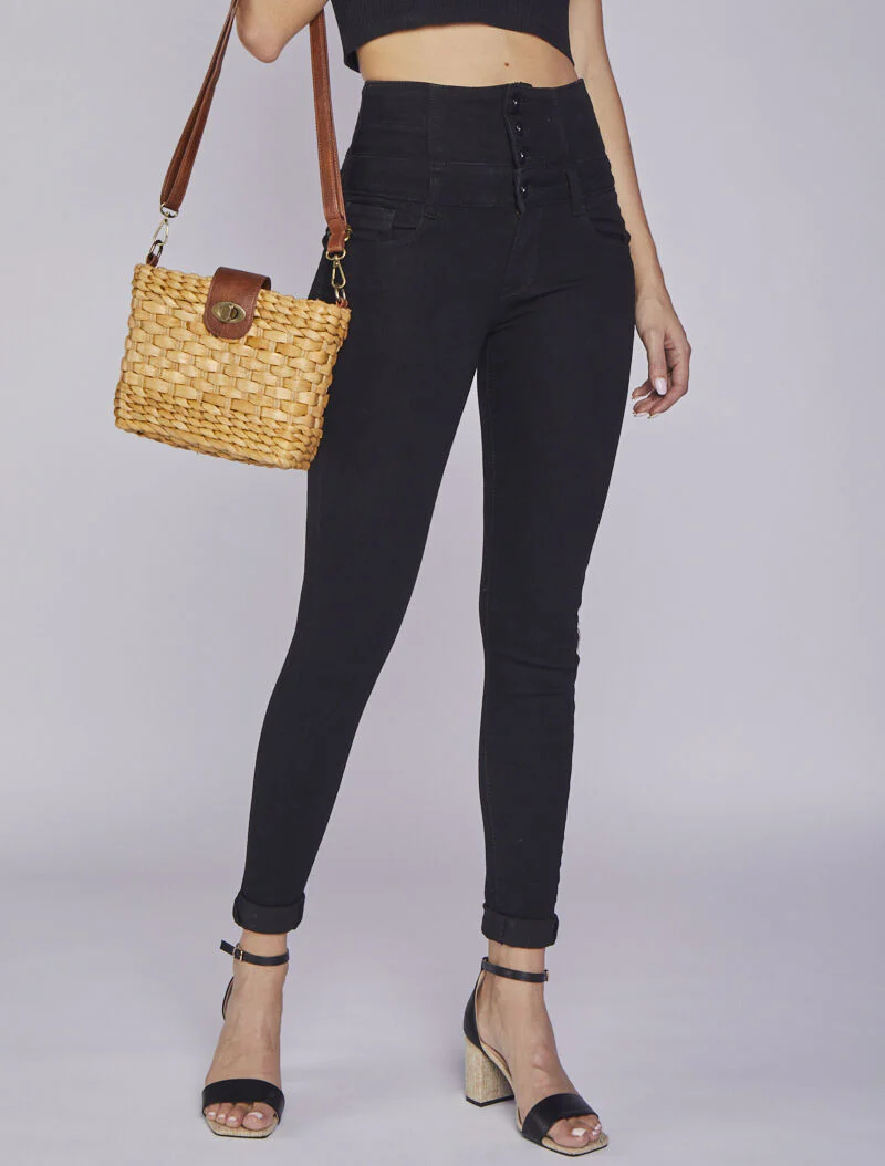 Jean taille empire ultra skinny - Zwart