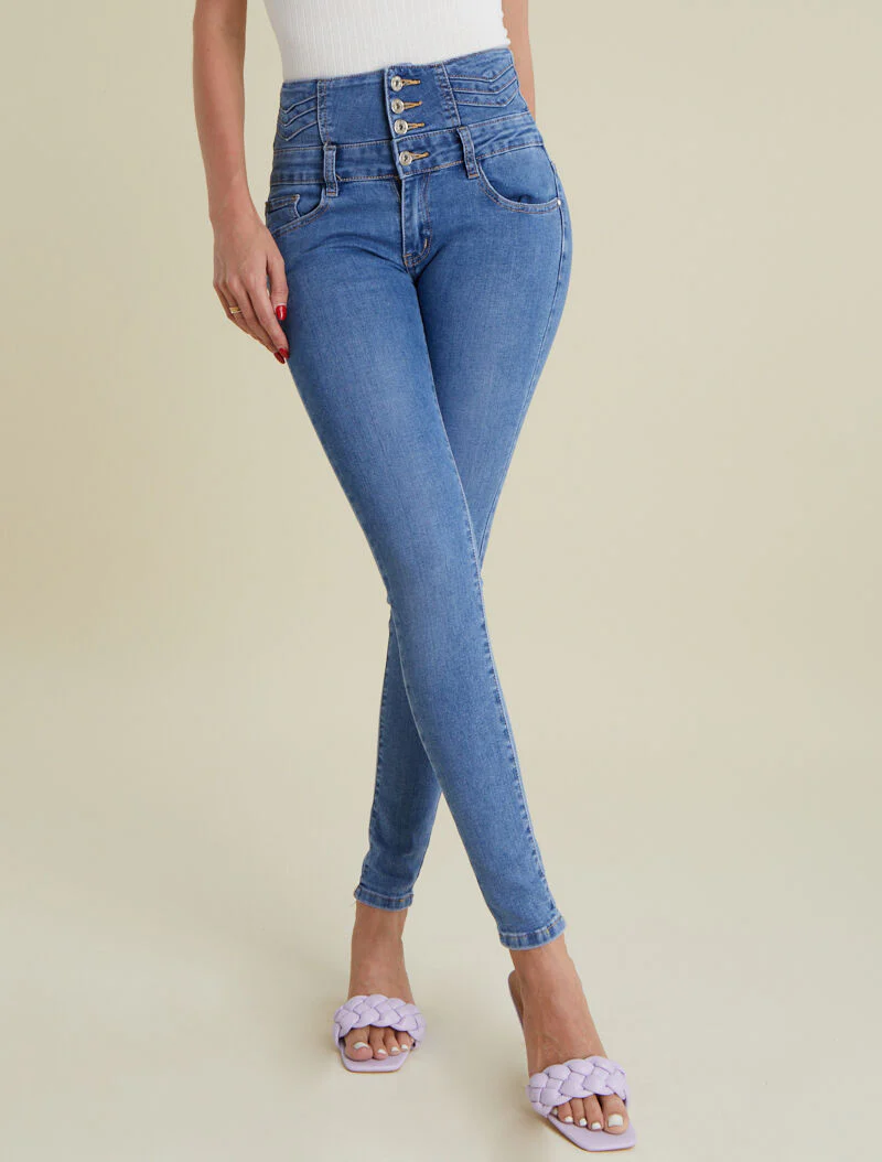 Jean met empire taille gestileerd - blauw denim