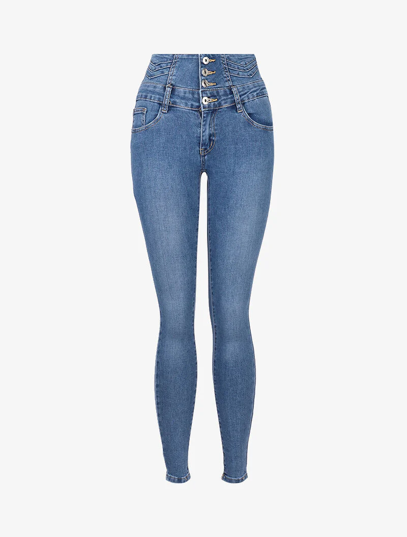 Jean met empire taille gestileerd - blauw denim - Image 3