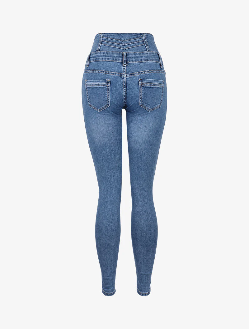 Jean met empire taille gestileerd - blauw denim - Image 4