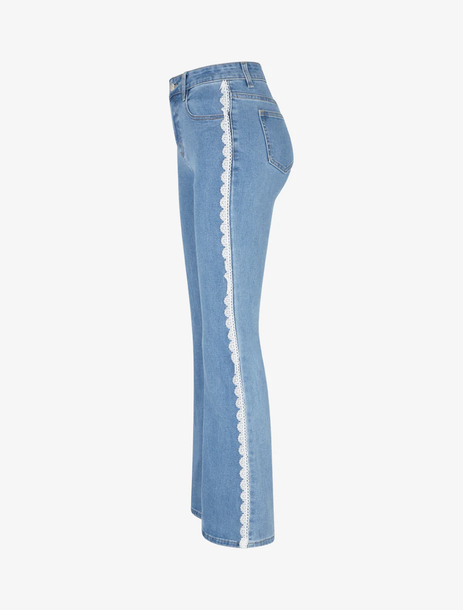 Jeans met kanten bies - Blauw - Image 3