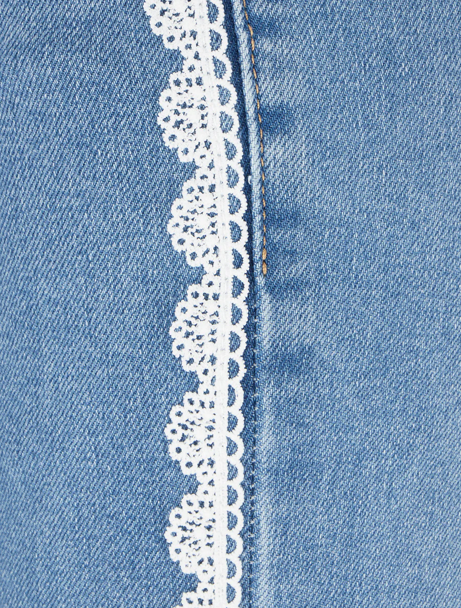Jeans met kanten bies - Blauw - Image 4