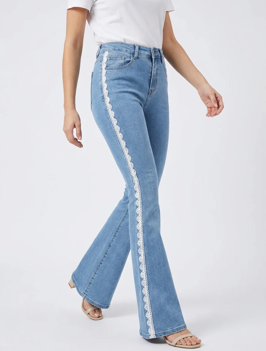 Jeans met kanten bies - Blauw - Image 5