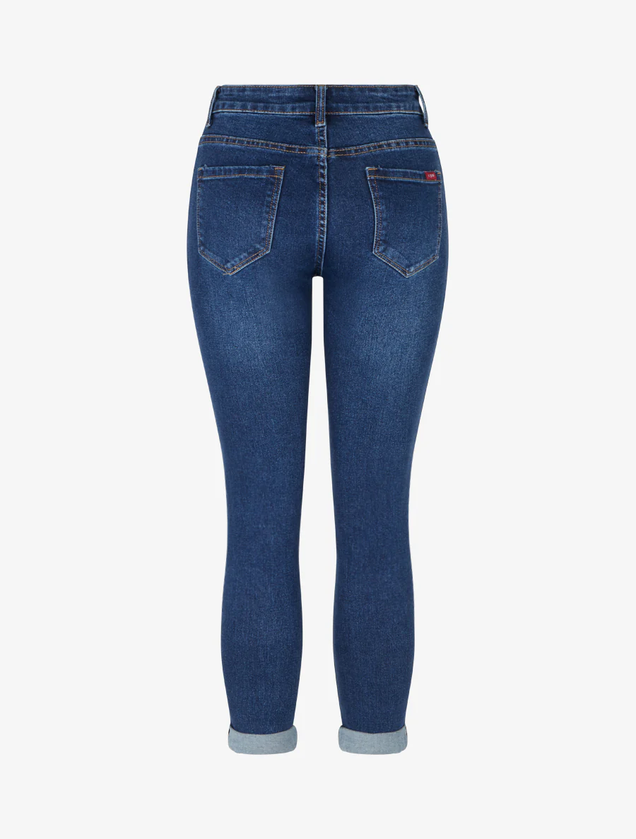 Jeans met omgeslagen zoom. - Blauw - Image 2