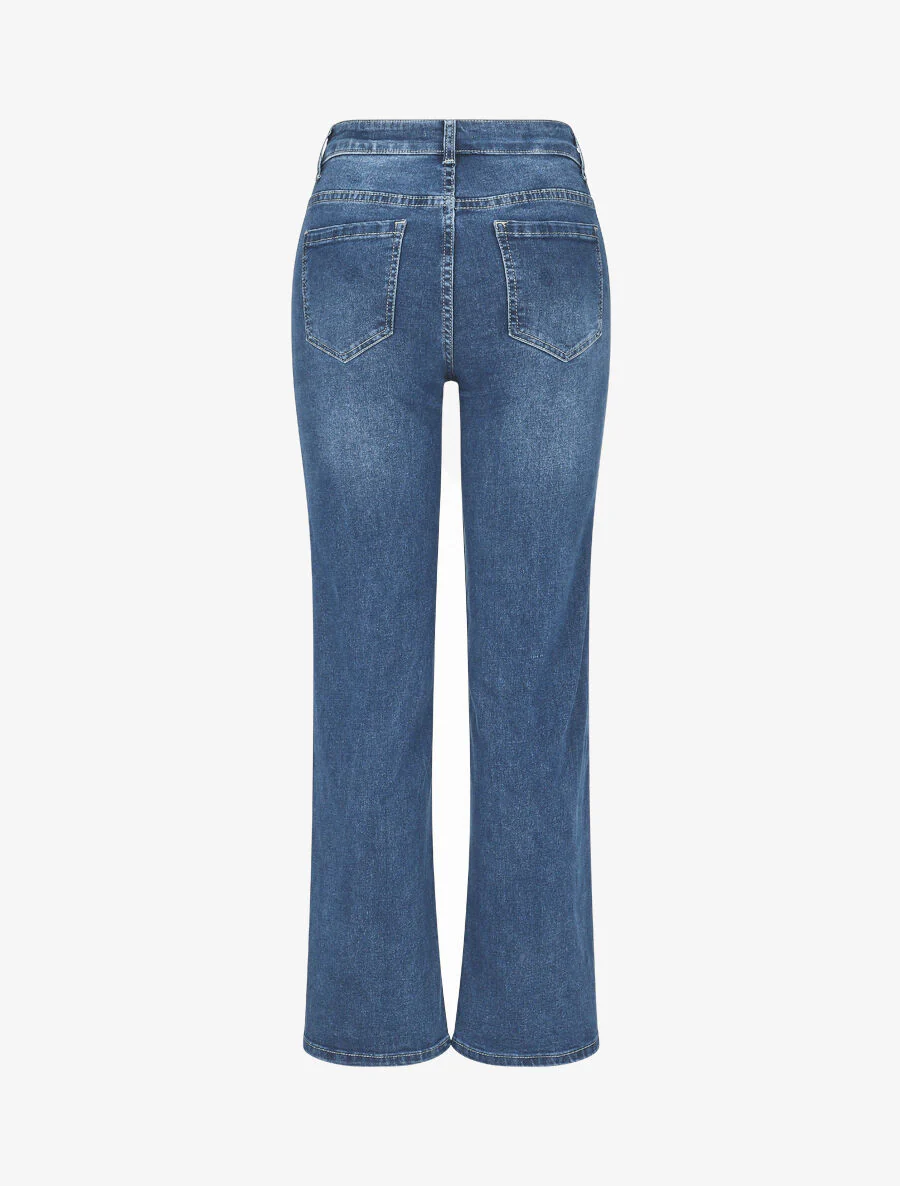 Jeans met rechte pijpen en knoopsluiting - blauw - Image 2