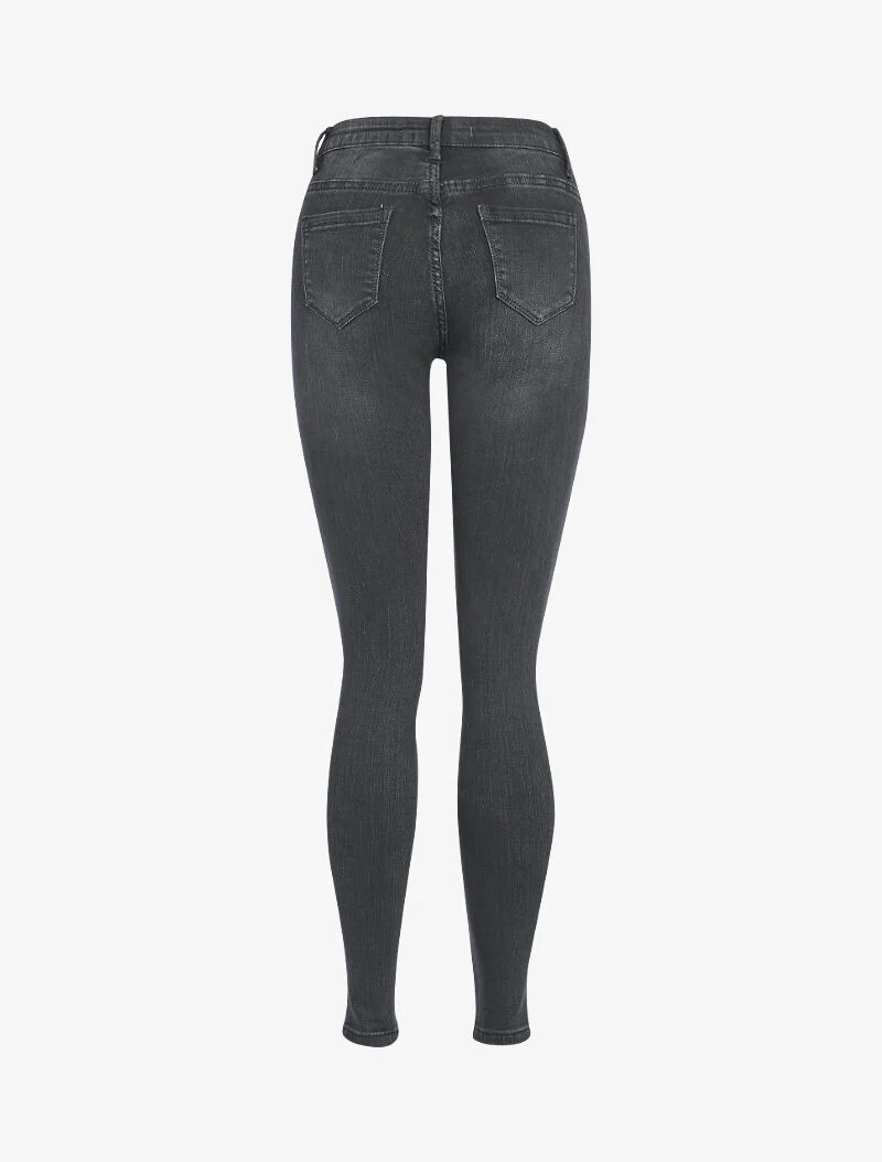 Jeans met reliëfstukken op de knieën - antraciet - Image 2