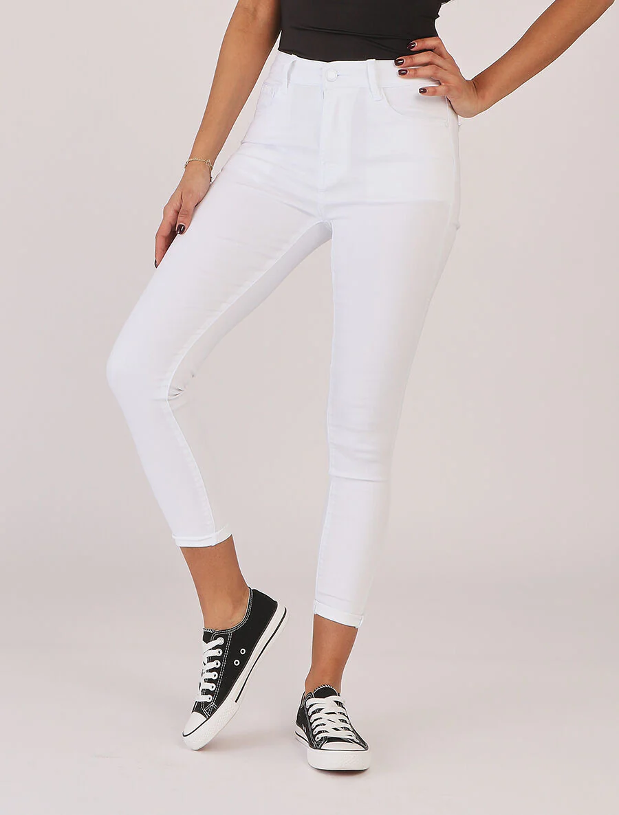 Jeans met revers. slanke pasvorm - wit - Image 4