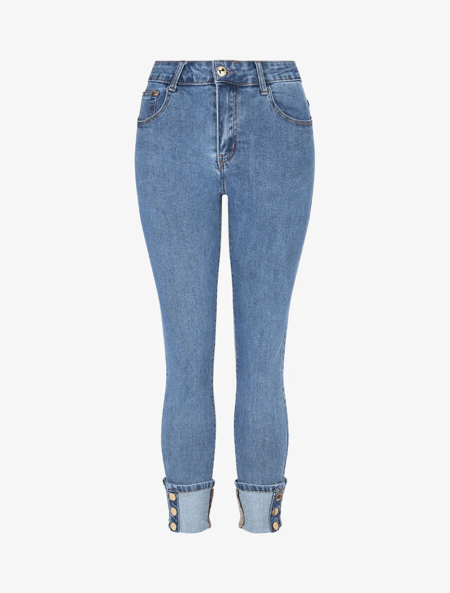 Jeans met revers. slanke pasvorm - blauw