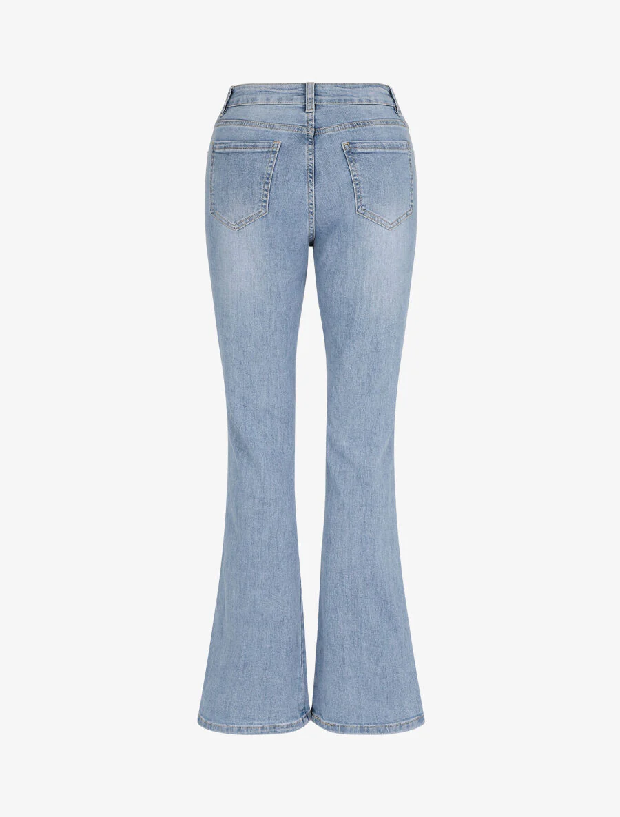 Gespleten jeans met flare en standaard taille - Lichtblauw - Image 2