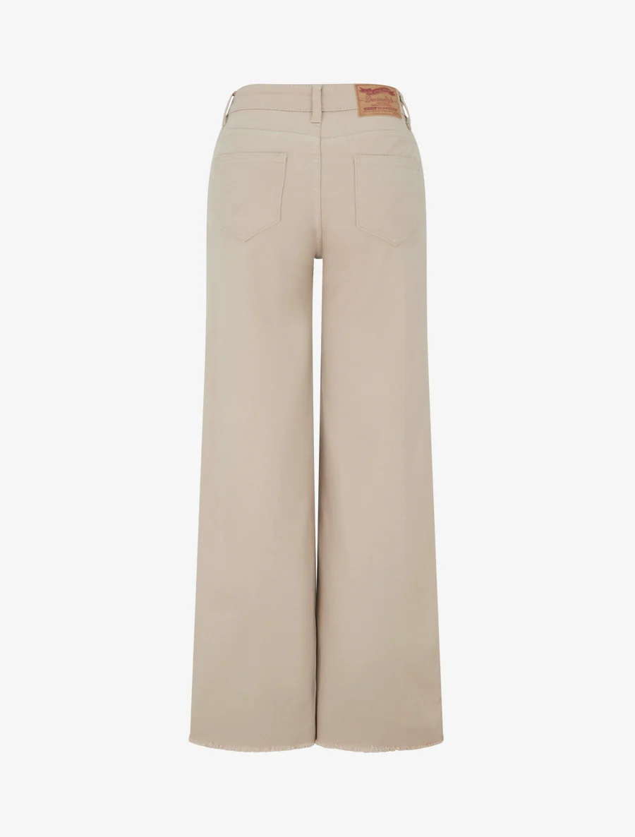 Jeans met wijde pijpen en onafgewerkte zoom - Beige - Image 2