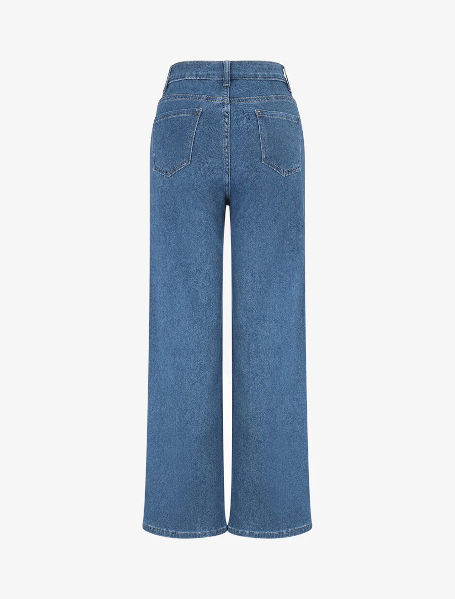 Jeans met wijde pijpen en sierknopen. recht model - blauw - Image 2