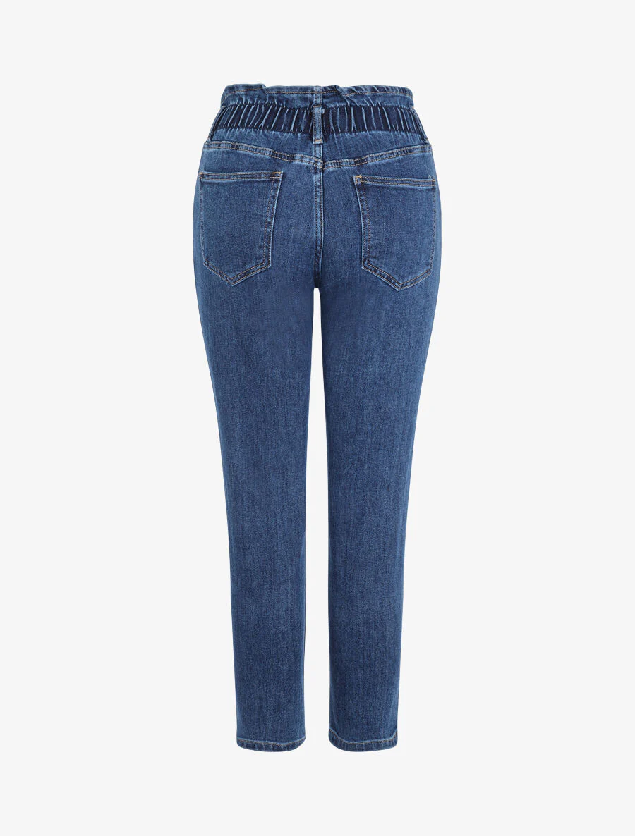 Jean met hoge taille en elastische band - Blauw denim - Image 2