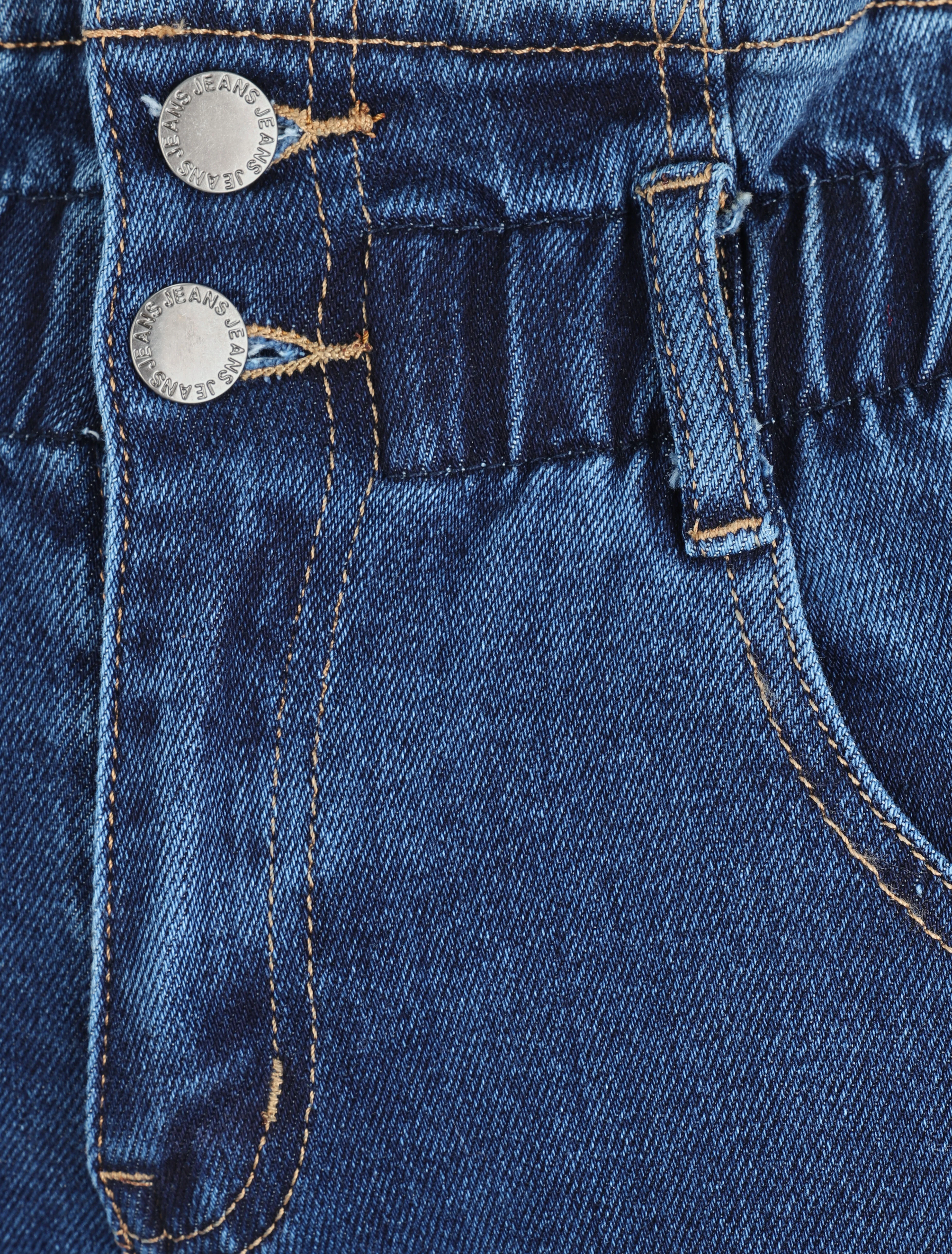 Jean met hoge taille en elastische band - Blauw denim - Image 3