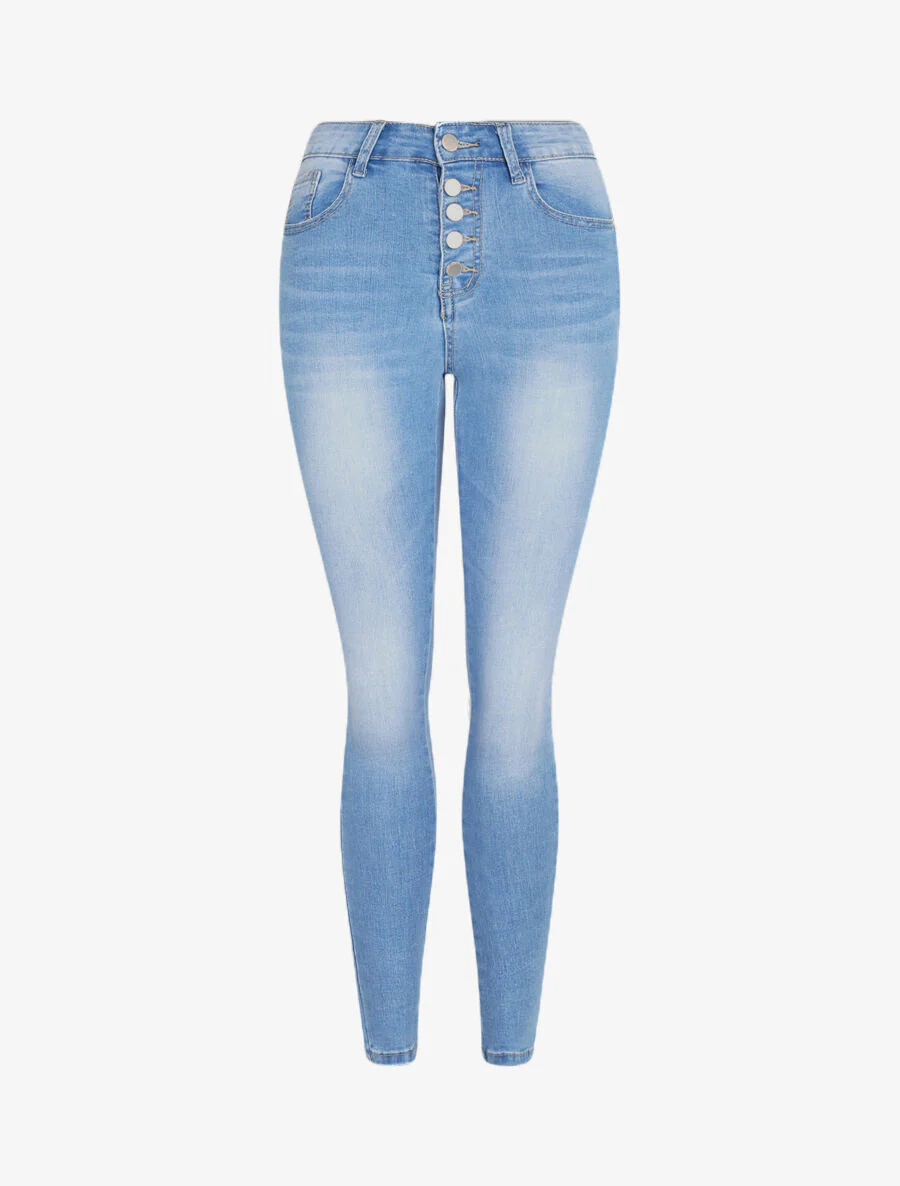 Jean push up met knoopsluiting - Lichtblauw