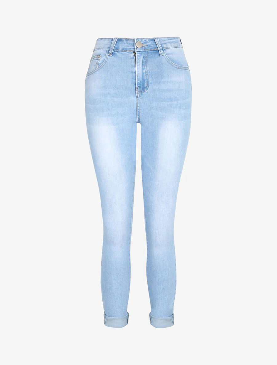 Jean oprolbare push-up - Lichtblauw