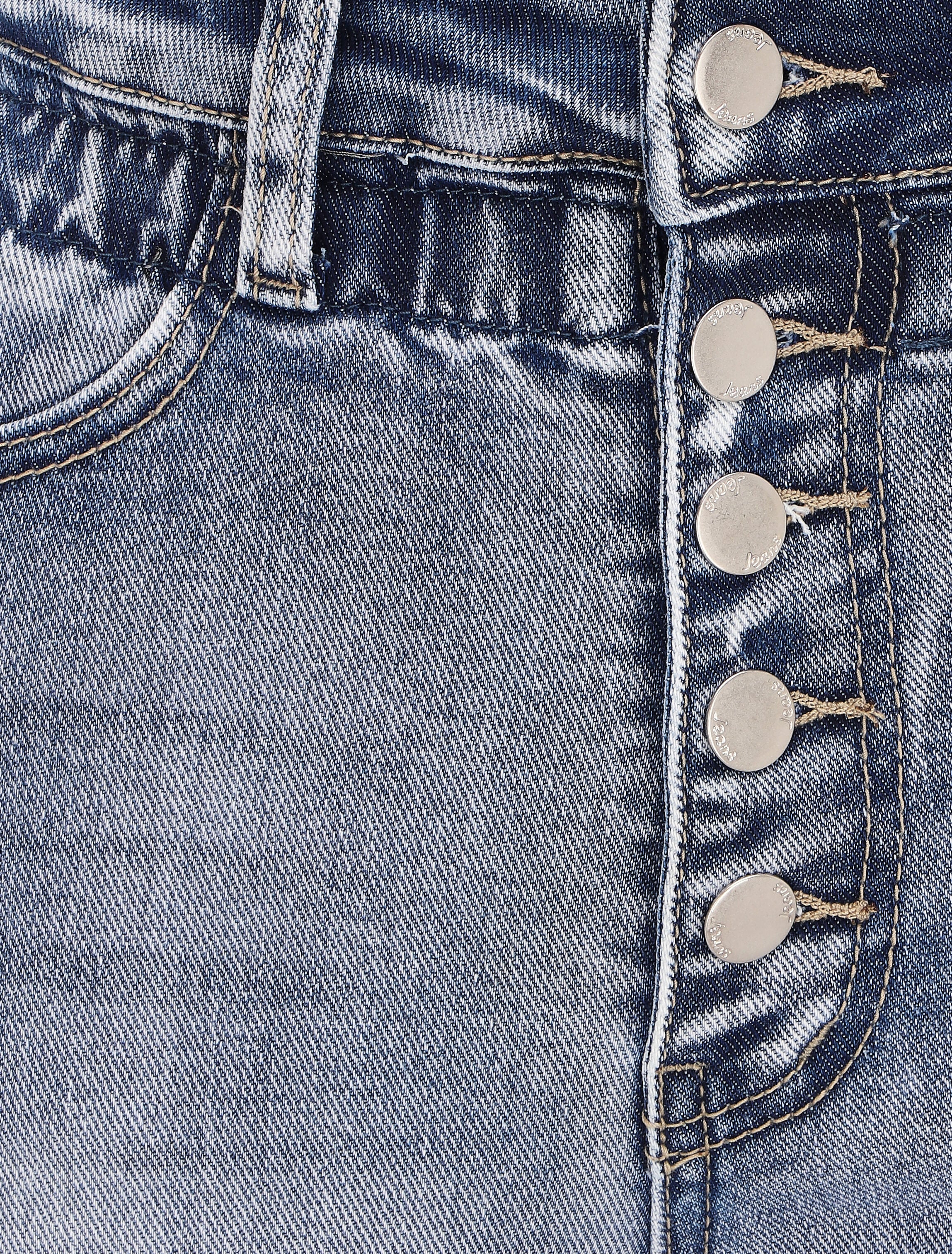 Slim jeans met elastische empire taille - Denim - Image 3
