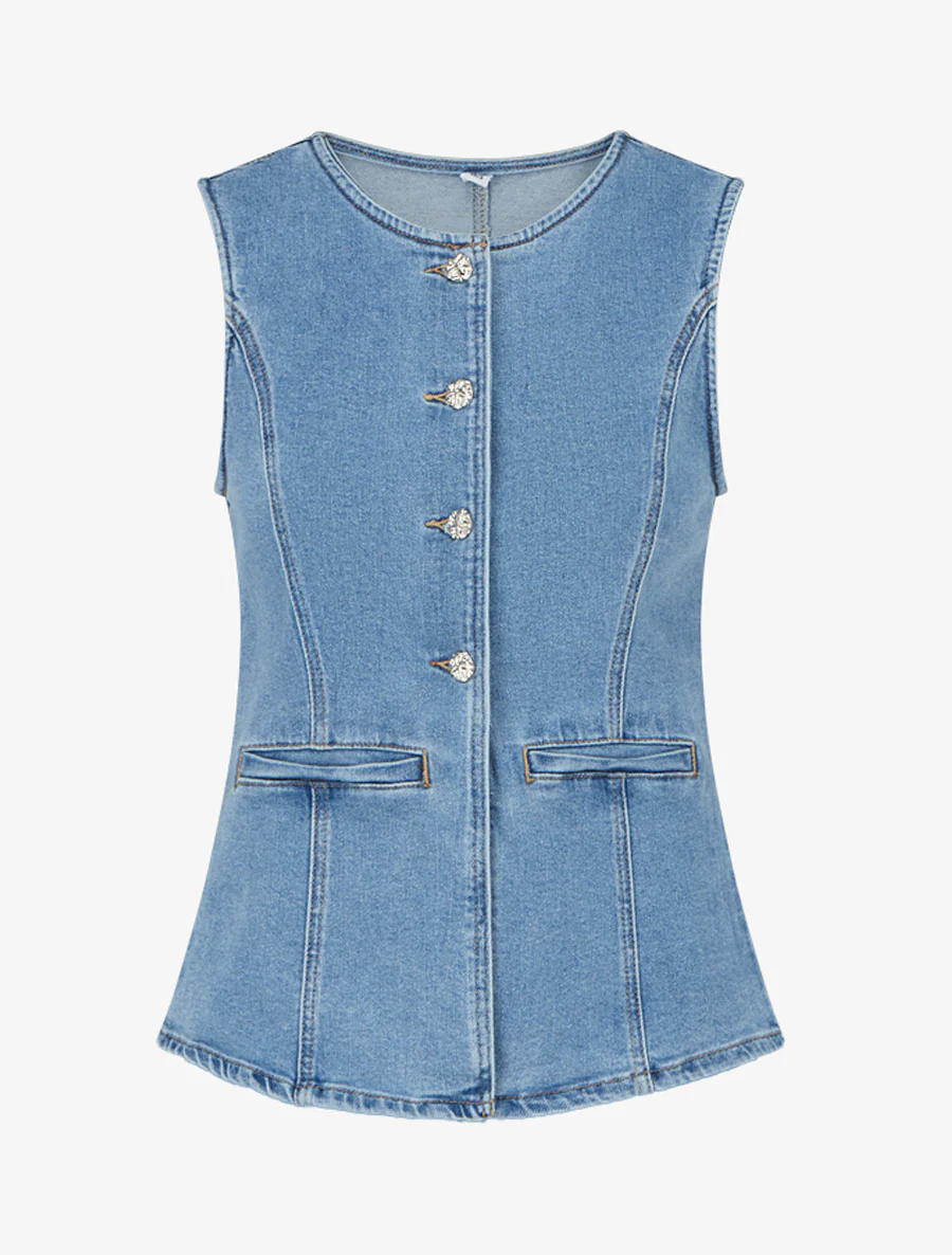 Jeanshemd met knopen - Blauw